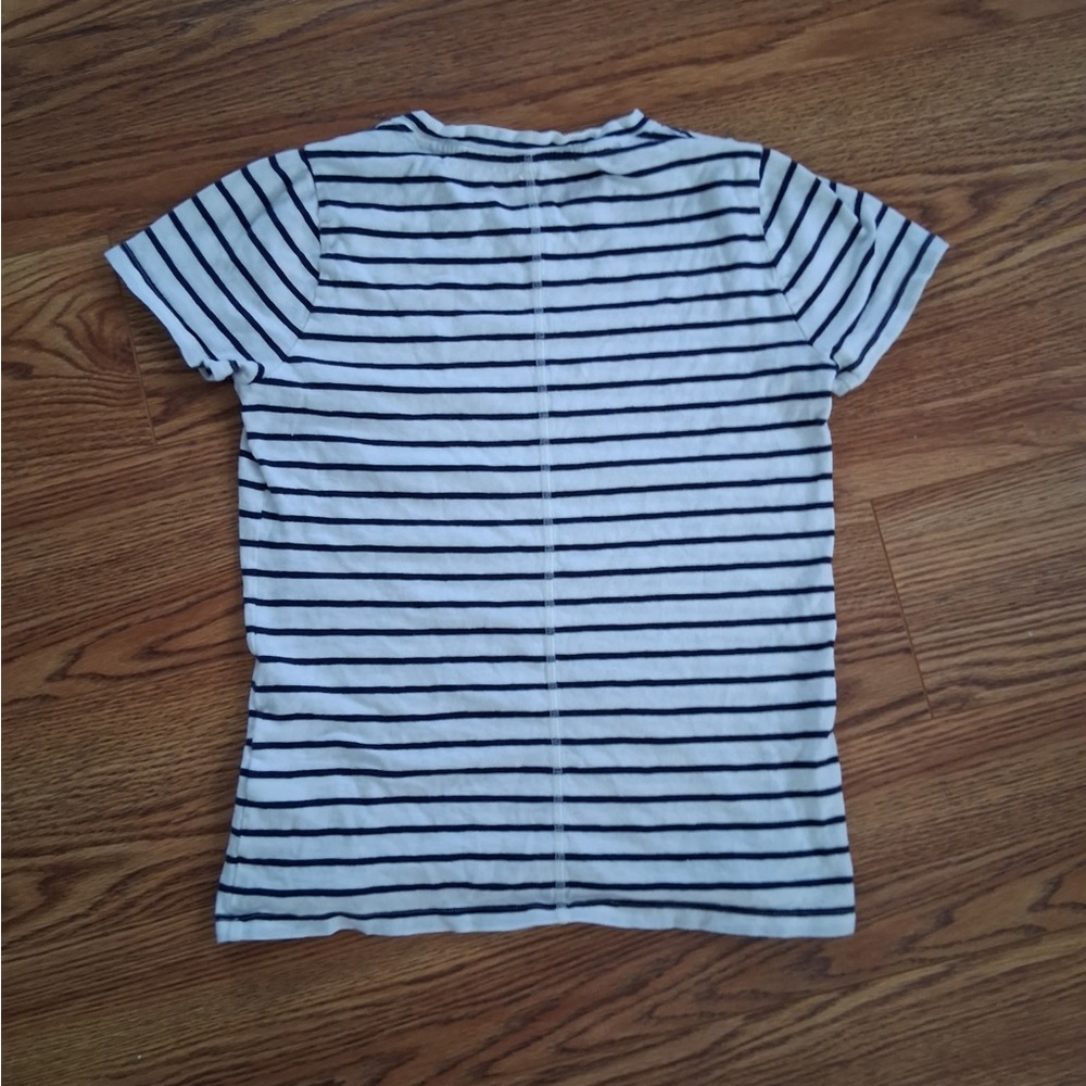 J. Crew Black and White Striped Short Sleeve Girlfriend Tee 100% cotton - Picture 3 of 6